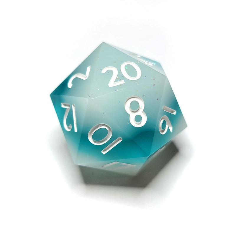 Glacial Core Sharp Edge Resin 7pc Dice Set | Rollacrit