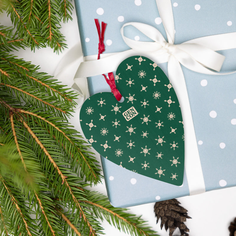 Gen Con Dice Snowflake Wooden Heart Ornament Magnet | Rollacrit