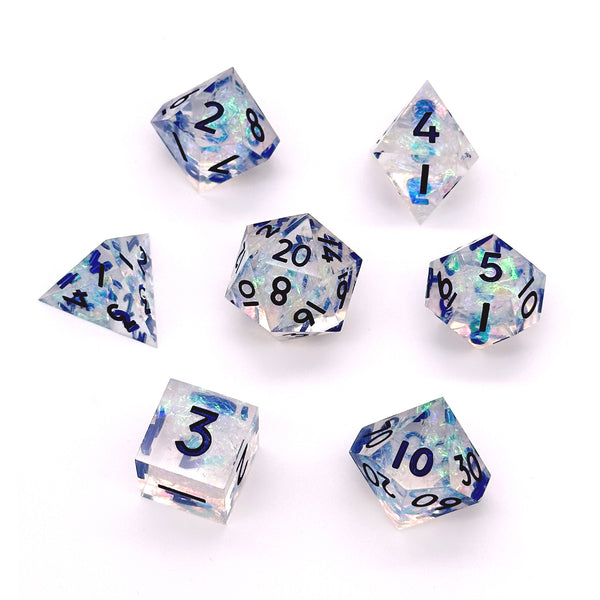 Noble Crystal Sharp Edge Resin 7pc Dice Set | Rollacrit