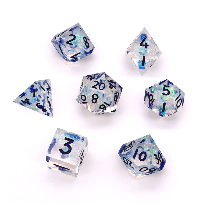 Noble Crystal Sharp Edge Resin 7pc Dice Set | Rollacrit