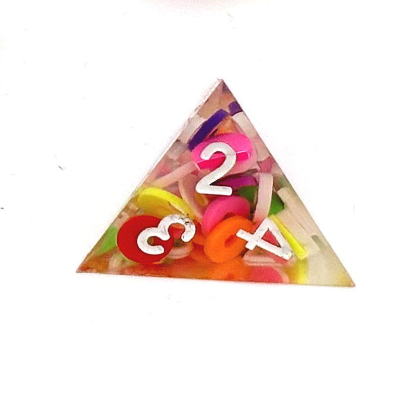 Rainbow Circle Fragment Filled Sharp Edge Resin 7pc Dice | Rollacrit