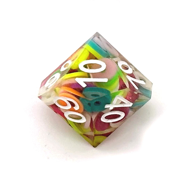 Rainbow Circle Fragment Filled Sharp Edge Resin 7pc Dice | Rollacrit