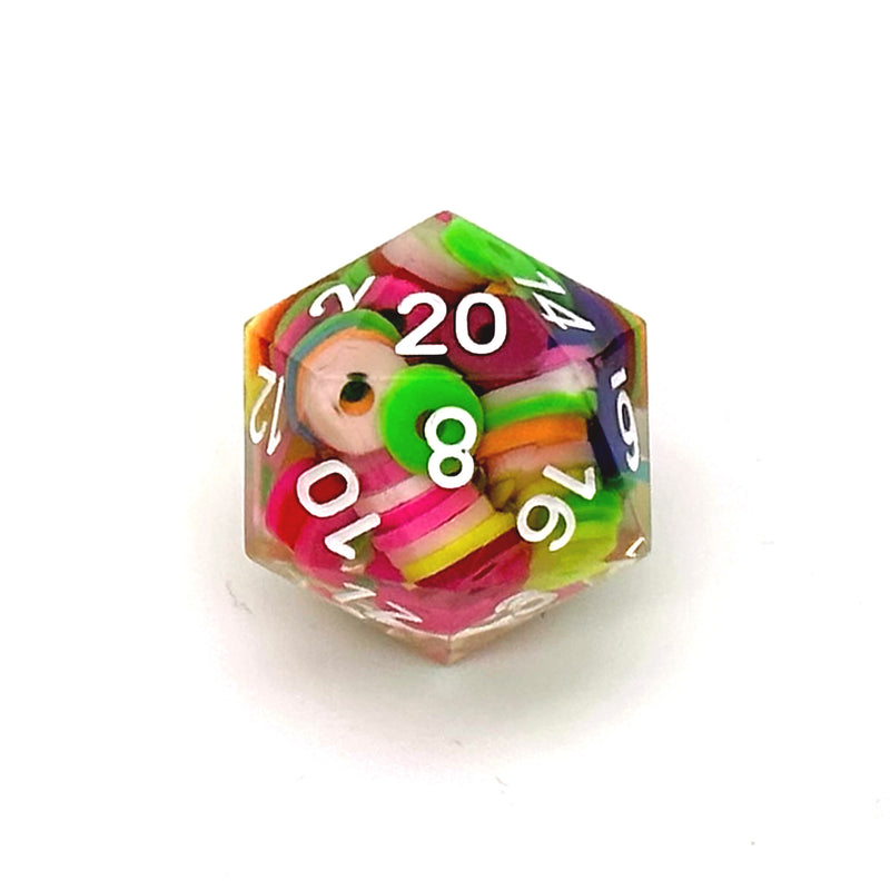 Rainbow Circle Fragment Filled Sharp Edge Resin 7pc Dice | Rollacrit