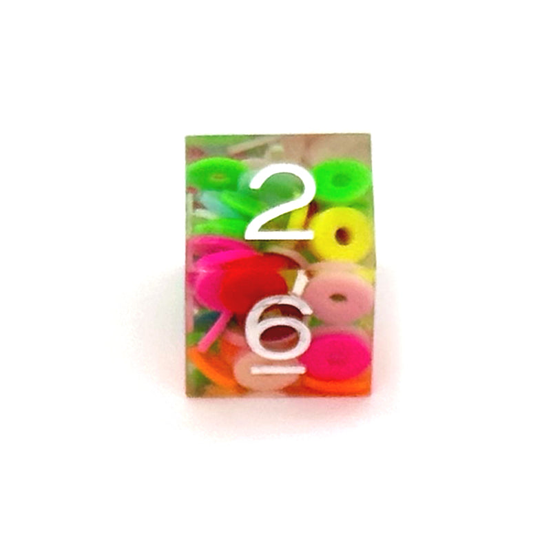 Rainbow Circle Fragment Filled Sharp Edge Resin 7pc Dice | Rollacrit