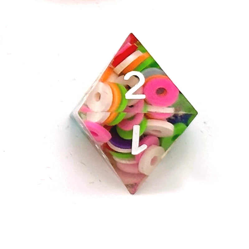 Rainbow Circle Fragment Filled Sharp Edge Resin 7pc Dice | Rollacrit