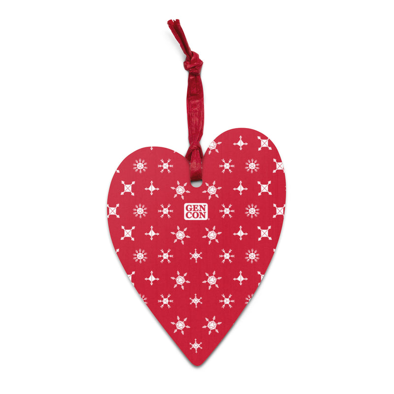 Gen Con Dice Snowflake Wooden Heart Ornament Magnet | Rollacrit