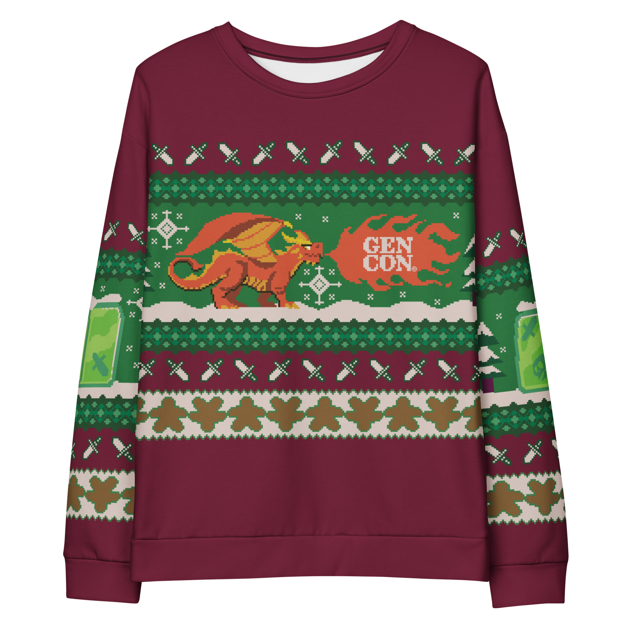 Gen Con 2023 Genevieve All-Over Print Holiday Sweatshirt | Rollacrit