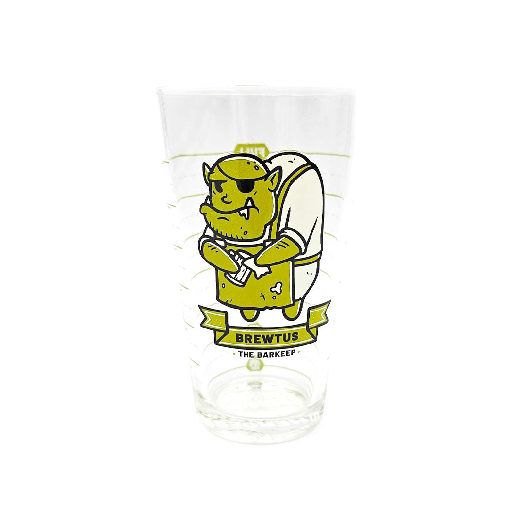 Heroes of Barcadia: Heroes for Hire Brewtus the Barkeep Pint Glass | Rollacrit