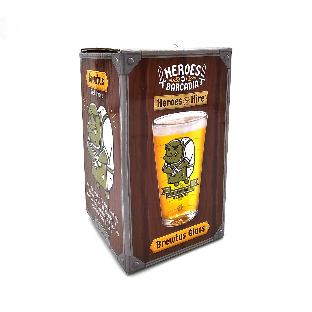 Heroes of Barcadia: Heroes for Hire Brewtus the Barkeep Pint Glass | Rollacrit