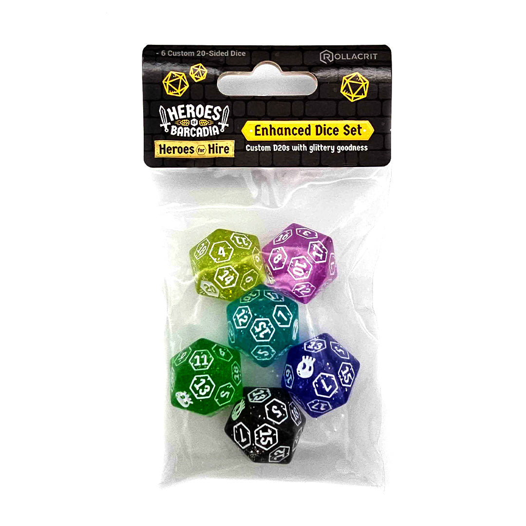 Heroes for Hire Enhanced Sparkle Dice Set | Rollacrit