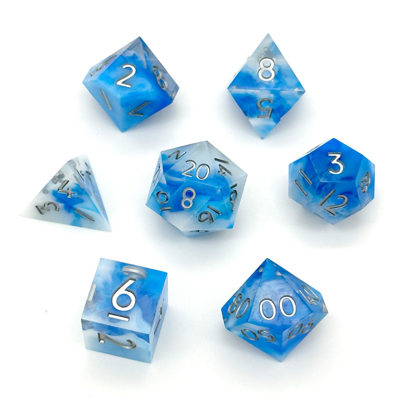Fluffy Clouds Sharp Edge Resin 7pc Dice Set | Rollacrit