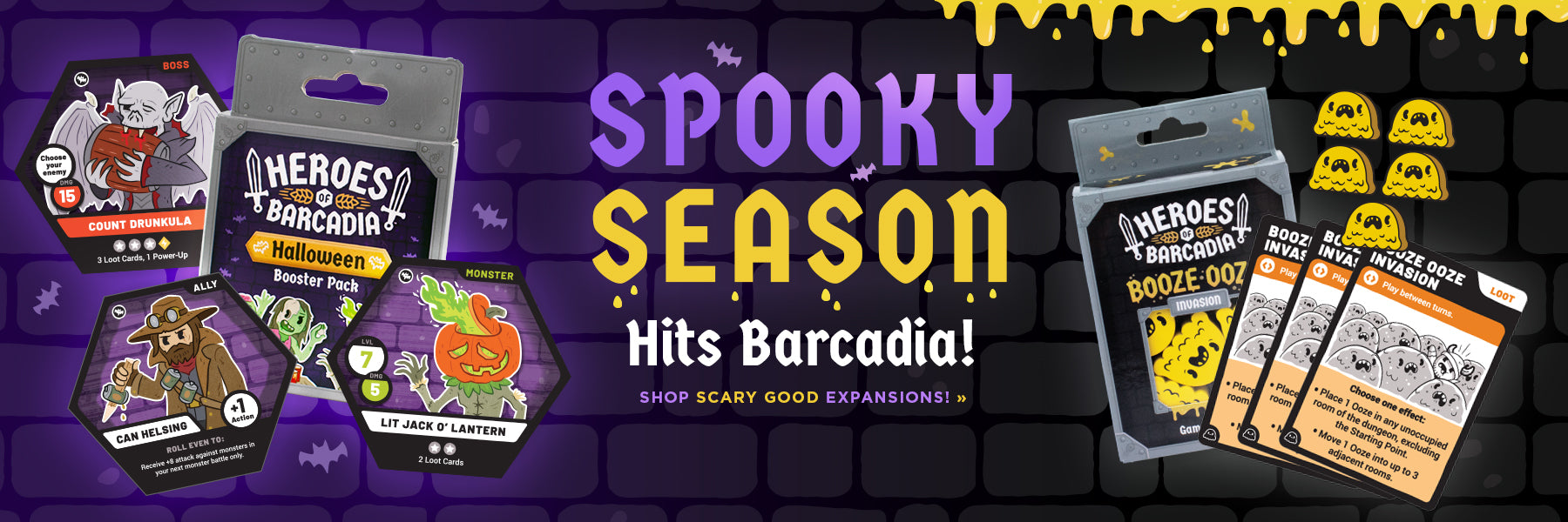Heroes of Barcadia Halloween Booster Pack & Booze Ooze Invasion | Rollacrit