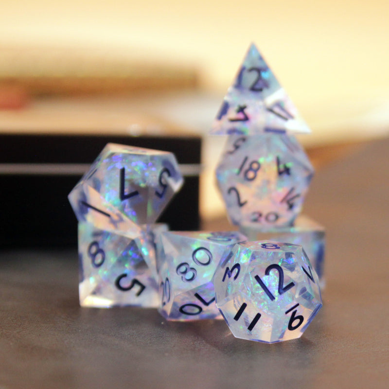 Noble Crystal Sharp Edge Resin 7pc Dice Set | Rollacrit