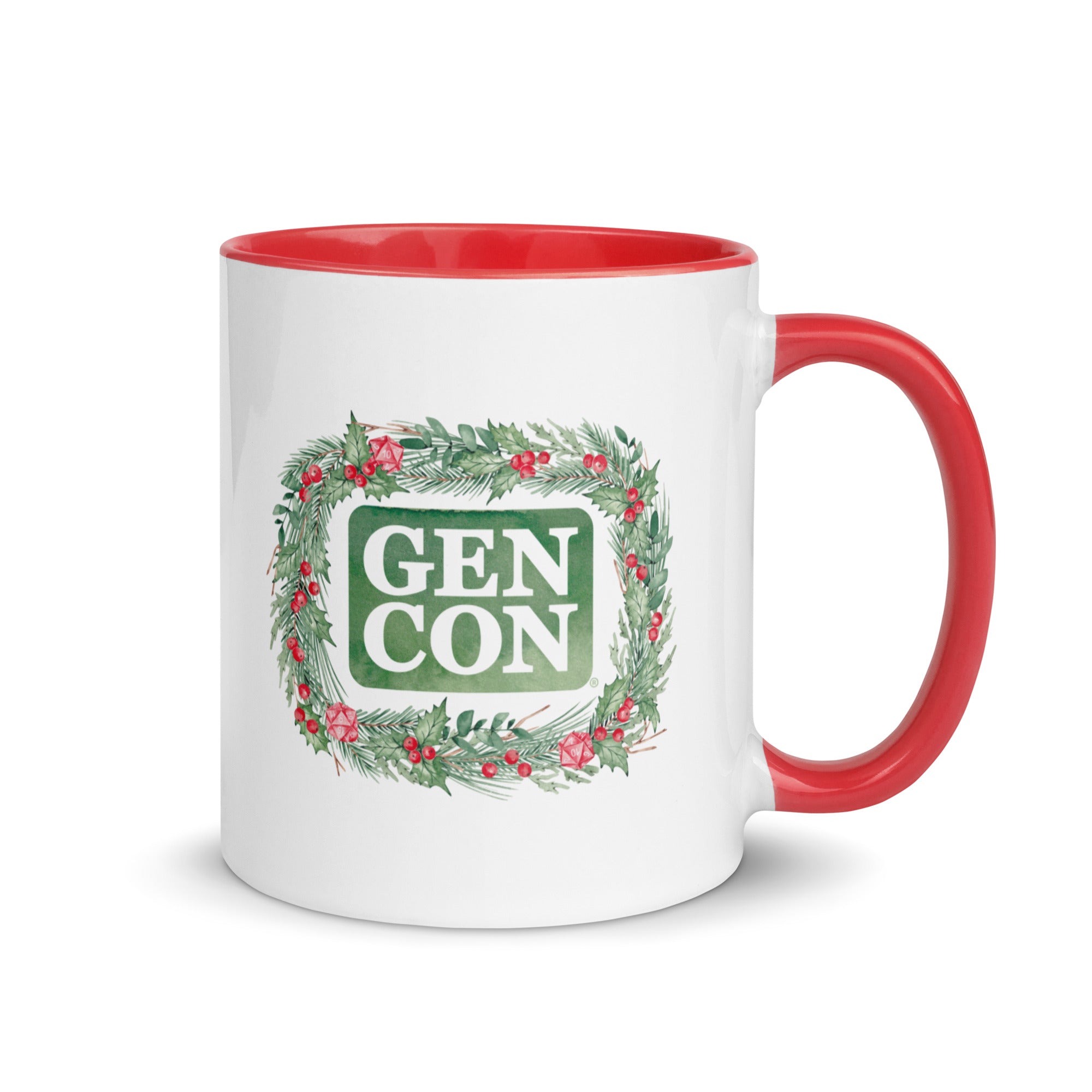Red Gen Con Holiday Wreath Mug | Rollacrit