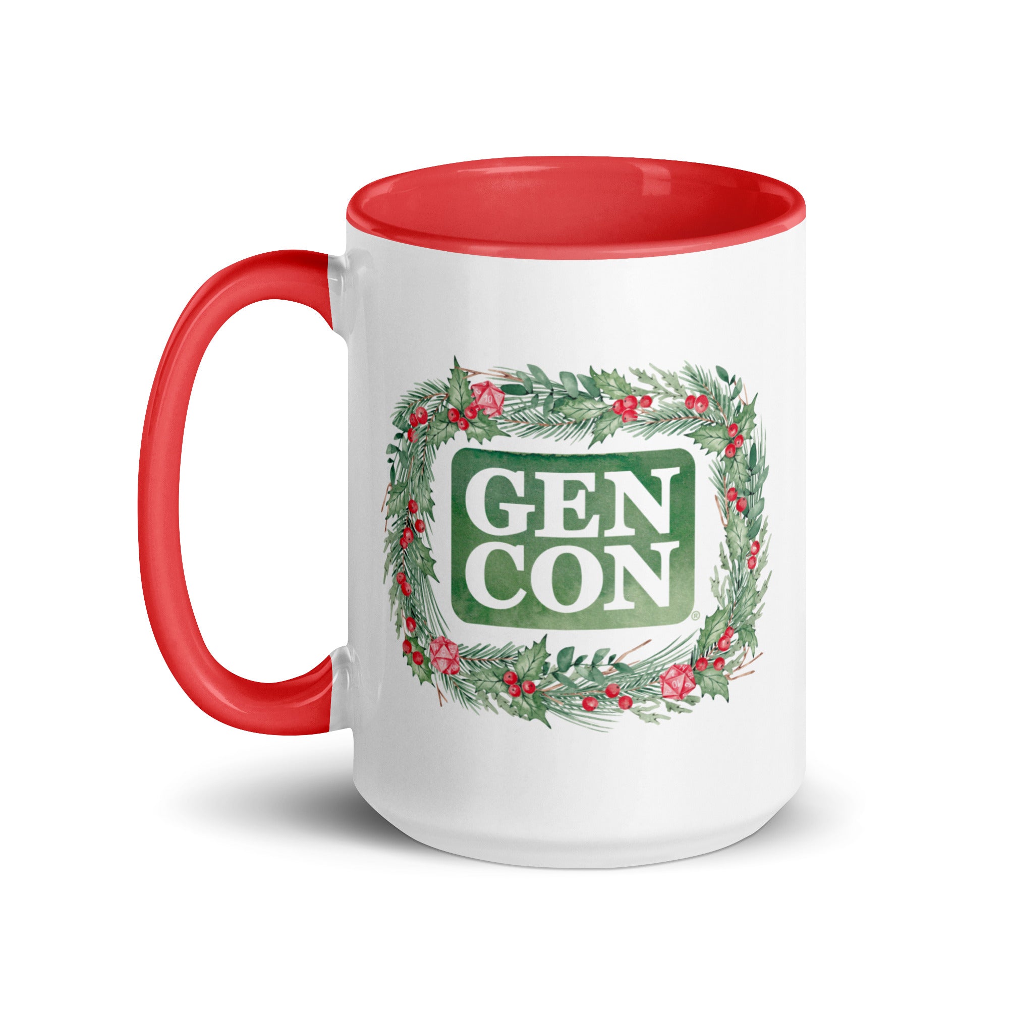 Red Gen Con Holiday Wreath Mug | Rollacrit