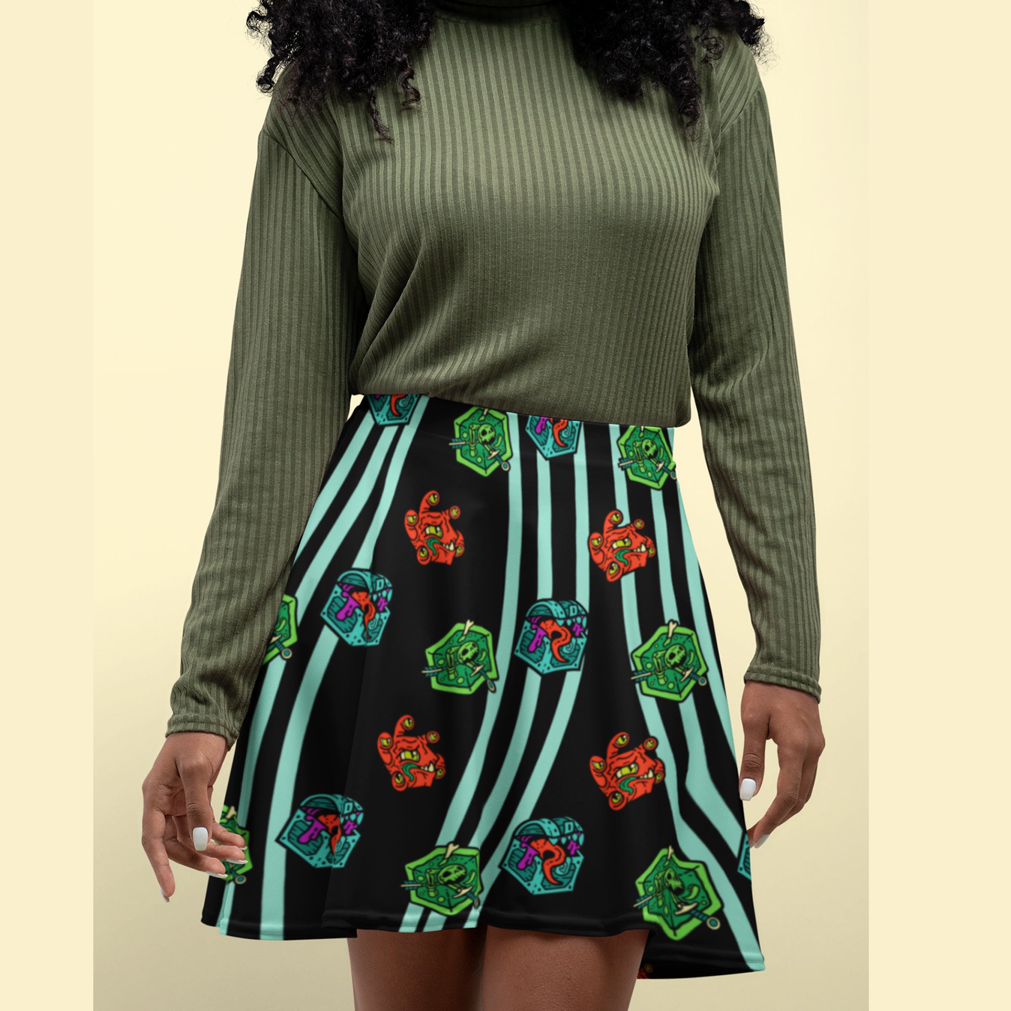 Monsters Wave Skater Skirt | Rollacrit