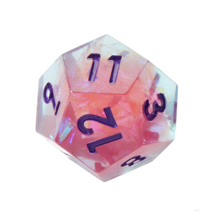 Unicorn's Pink Tears Crackle Sharp Edge Resin 7pc Dice Set