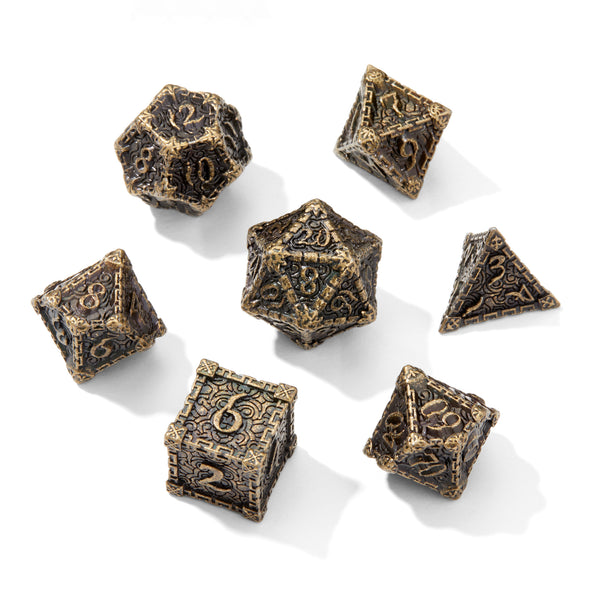 Bronze Dagger of Venom Barrel Metal 7pc Dice Set | Rollacrit