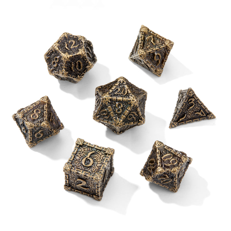 Bronze Dagger of Venom Barrel Metal 7pc Dice Set | Rollacrit