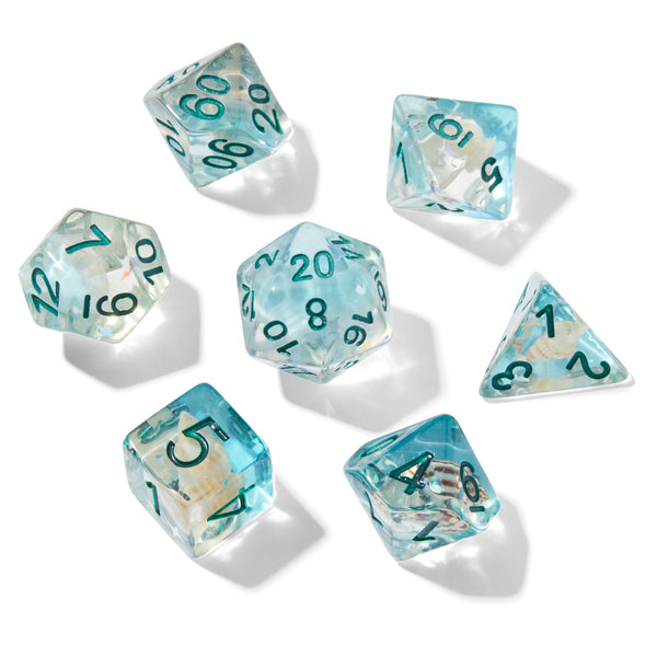 Blue Conch Shell Resin 7pc Dice Set | Rollacrit