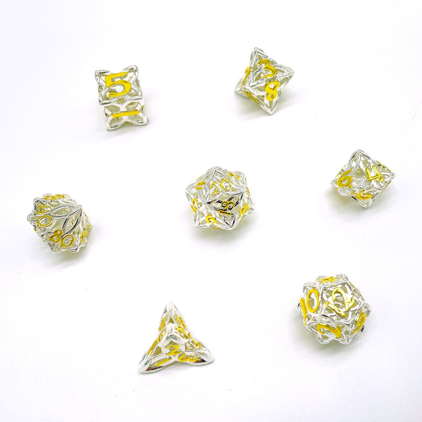 Celtic Knot Silver and Gold Metal 7pc Dice Set | Rollacrit