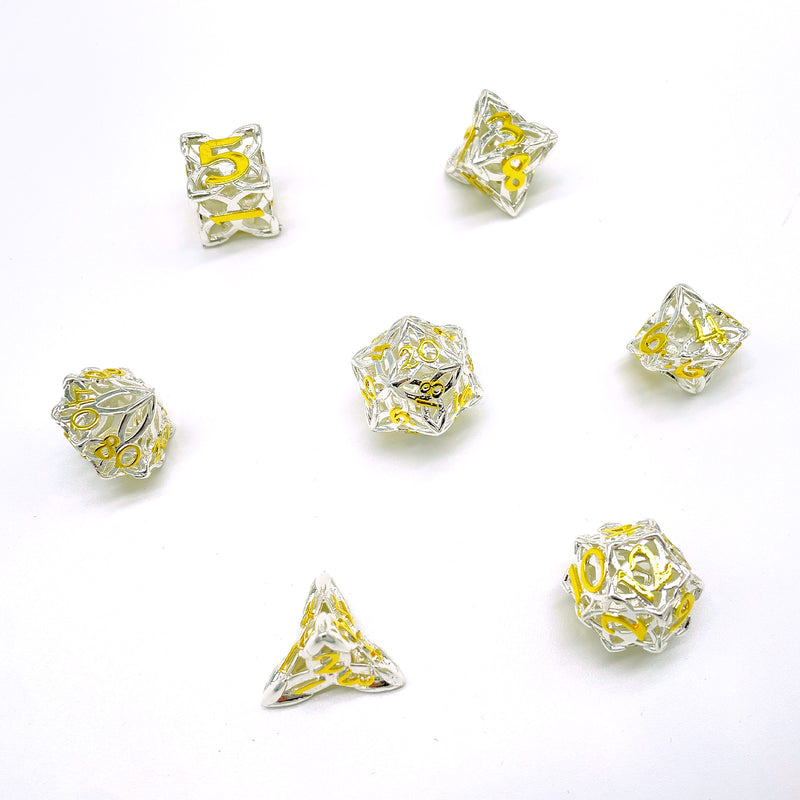 Celtic Knot Silver and Gold Metal 7pc Dice Set | Rollacrit