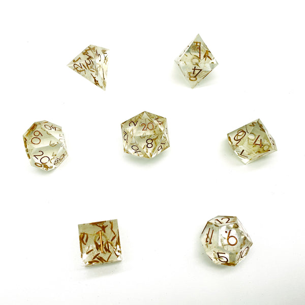 Dandelion Wishes Sharp Edge Resin 7pc Dice Set | Rollacrit