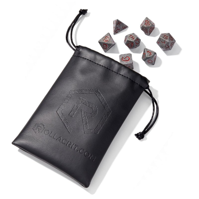 Ancient Dragon’s Breath Red Metal 7pc Dice Set | Rollacrit