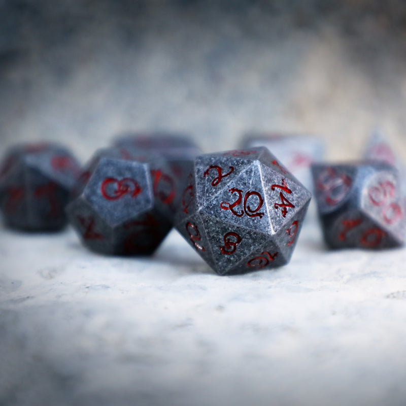 Ancient Dragon’s Breath Red Metal 7pc Dice Set | Rollacrit