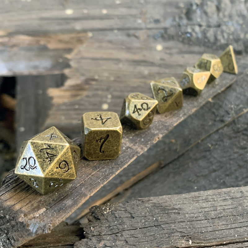 Dwarven Mines Gold Colored Metal 7pc Dice Set | Rollacrit