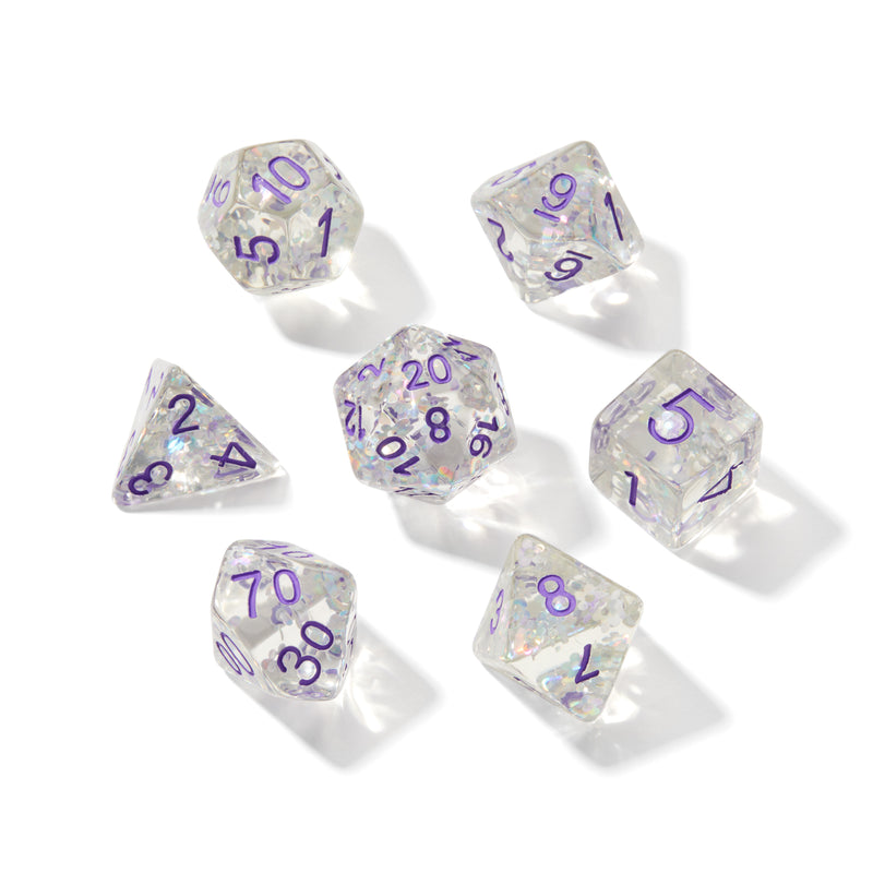 Clear as Dice Fragment Filled Resin 7pc Dice Set