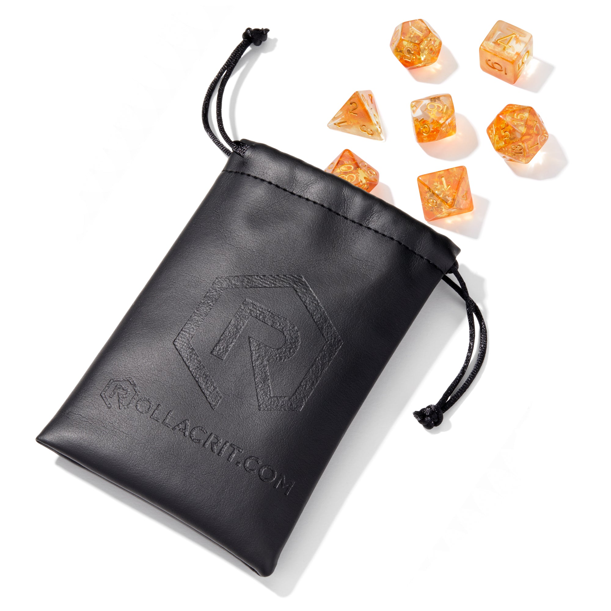 Golden Fall Leaves Fragment Filled Resin 7pc Dice Set | Rollacrit