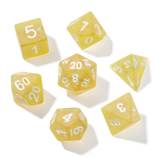 Frosted Mermaid Yellow Resin 7pc Dice Set | Rollacrit