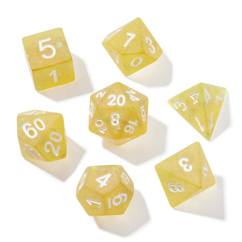 Frosted Mermaid Yellow Resin 7pc Dice Set | Rollacrit