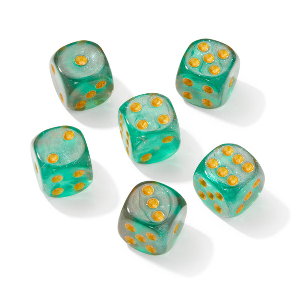 Galactic Green Glitter 6pc Pip Dice Set | Rollacrit