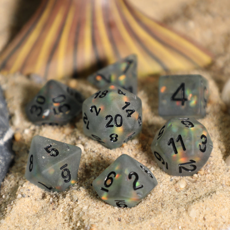 Frosted Mermaid Kelp Resin 7pc Dice Set | Rollacrit