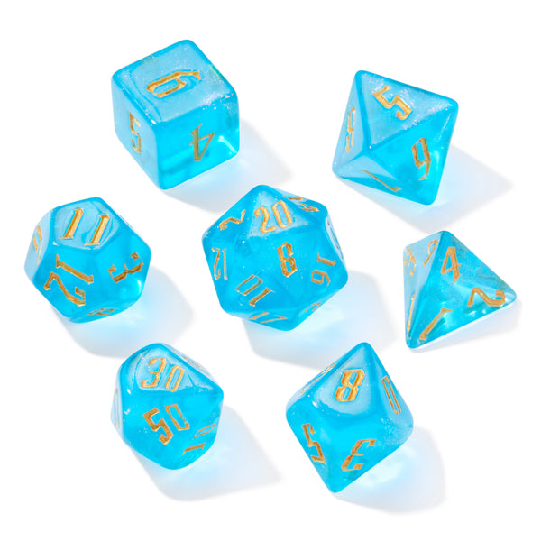 Magical Boarding School Sky Blue Acrylic 7pc Dice Set | Rollacrit