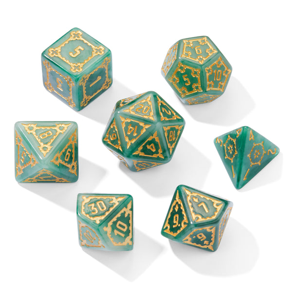 Huge Castle Jade Resin 7pc Dice Set | Rollacrit