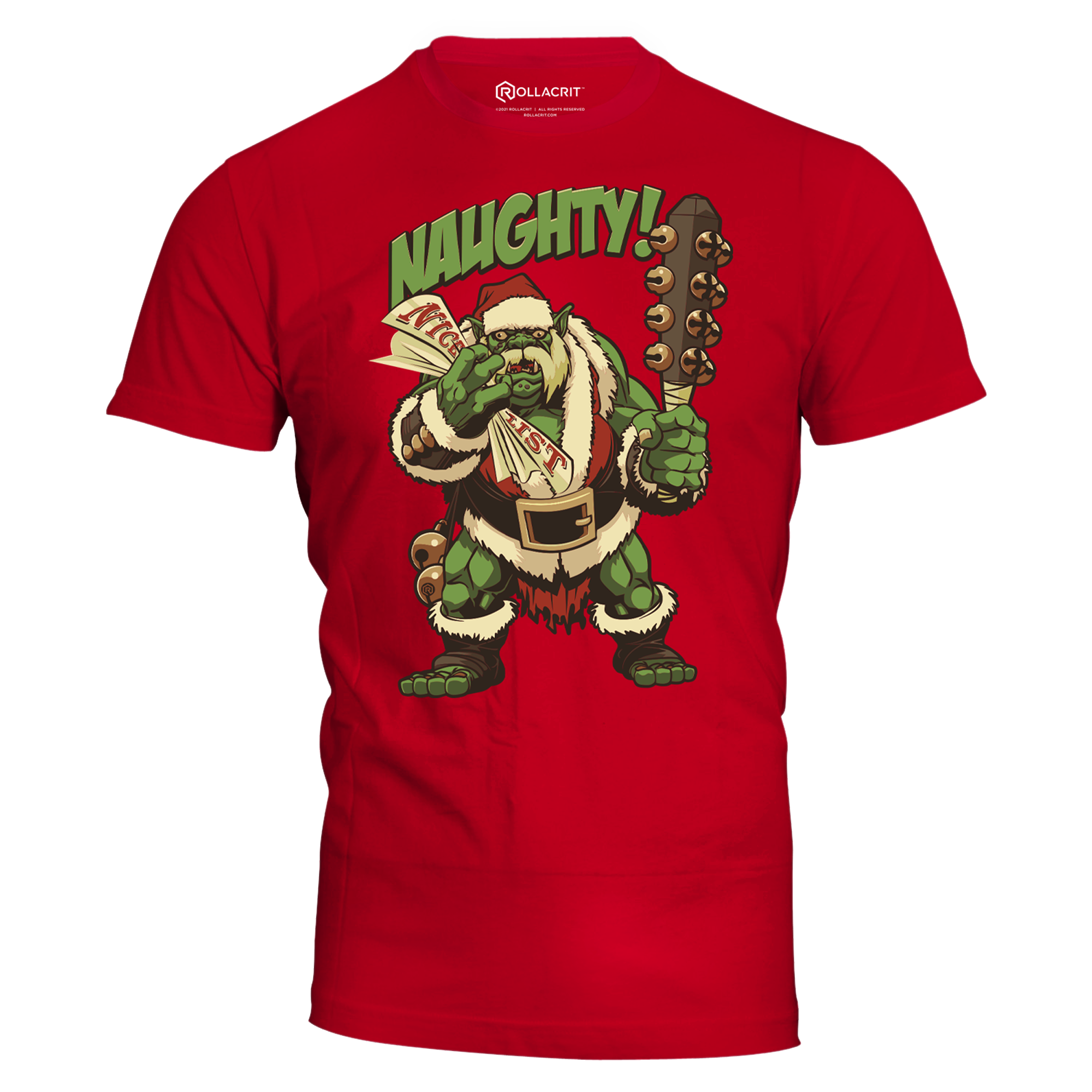 Holiday Naughty Ogre Slim Fit T-Shirt | Rollacrit