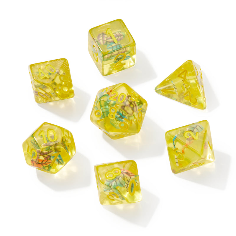 Fresh Leaves Fragment Filled Resin 7pc Dice Set | Rollacrit