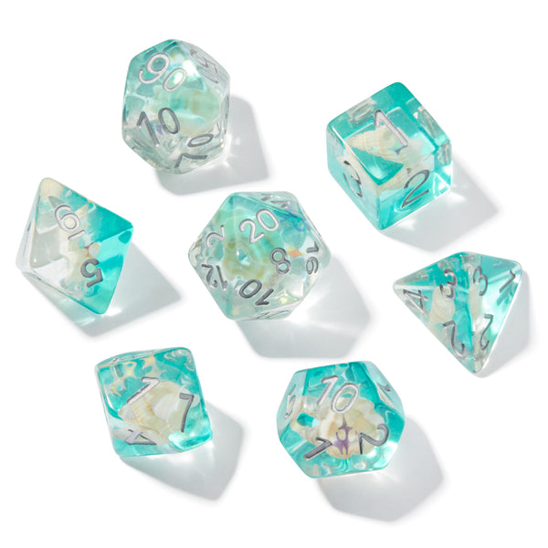 Teal Conch Shell Resin 7pc Dice Set | Rollacrit
