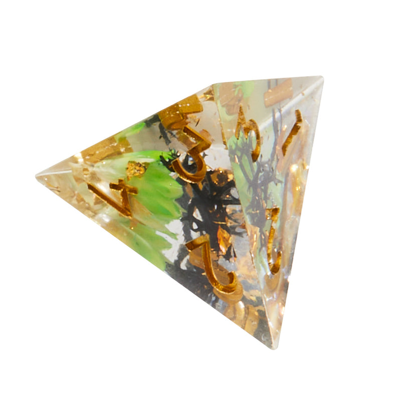 Green & Black Timeless Flower Sharp Edge Resin Dice Set | Rollacrit