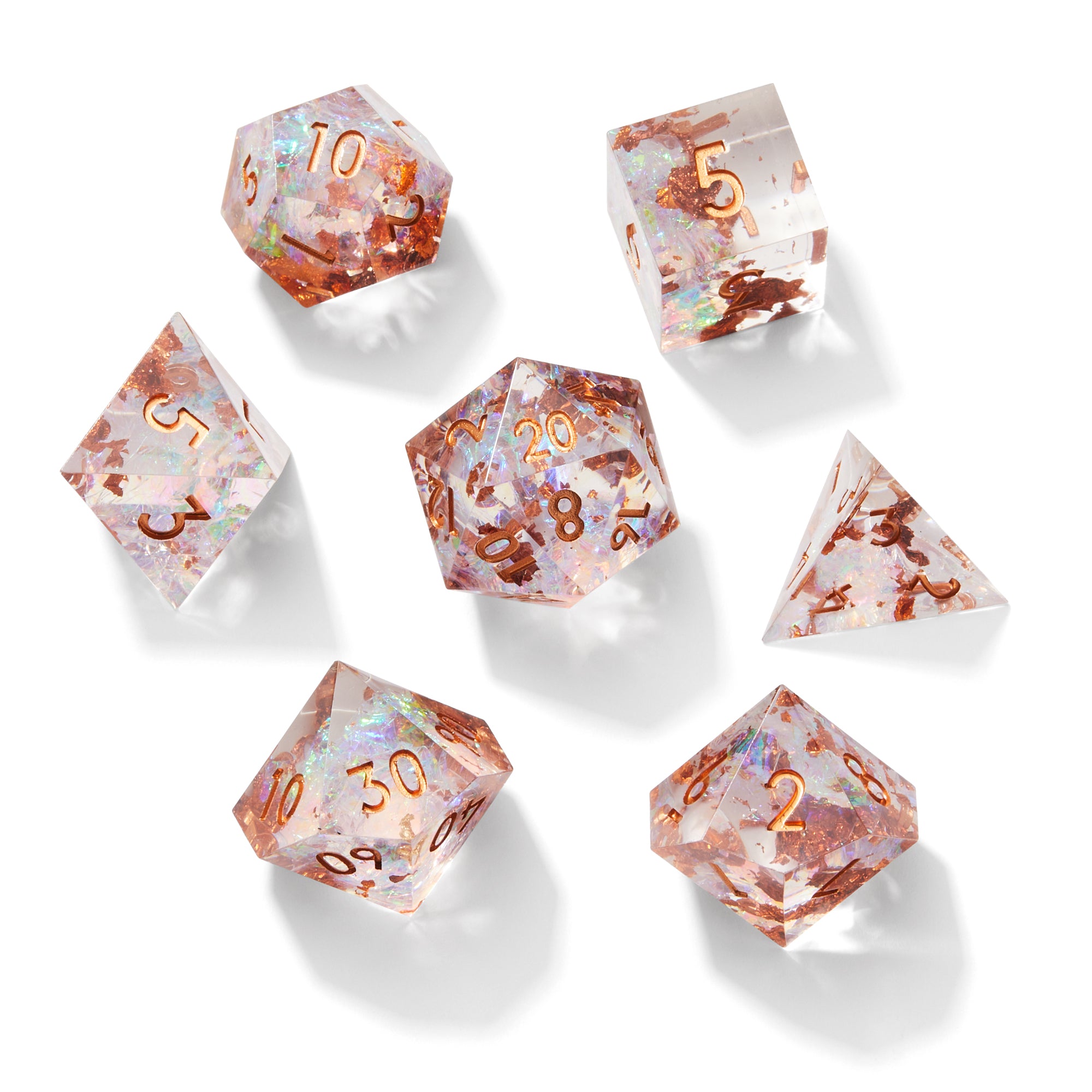 Mystic Energy Crackle Sharp Edge Resin 7pc Dice Set