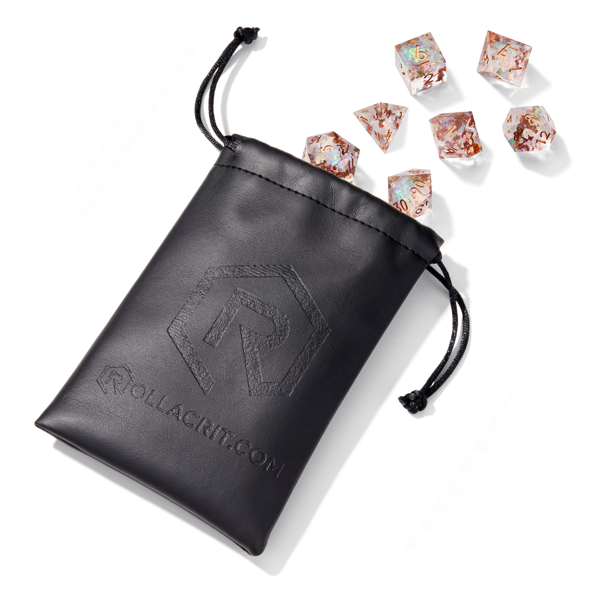 Mystic Energy Crackle Sharp Edge Resin 7 pc Dice Set | Rollacrit