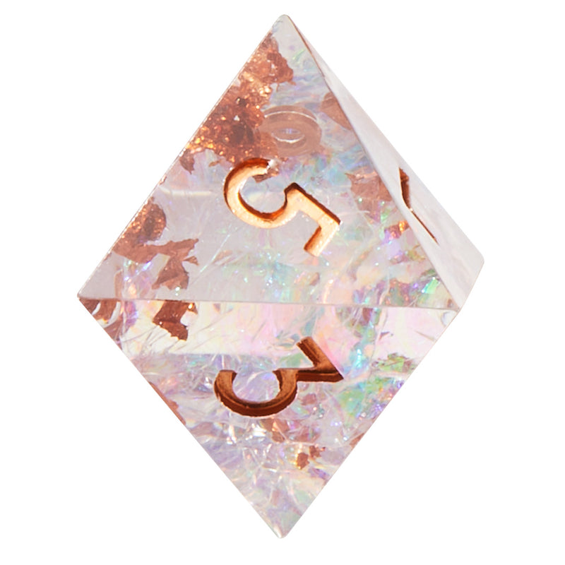 Mystic Energy Crackle Sharp Edge Resin 7 pc Dice Set | Rollacrit