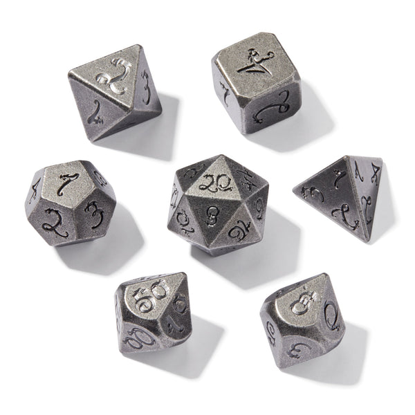 Dwarven Mines Silver Colored Metal 7pc Dice Set | Rollacrit