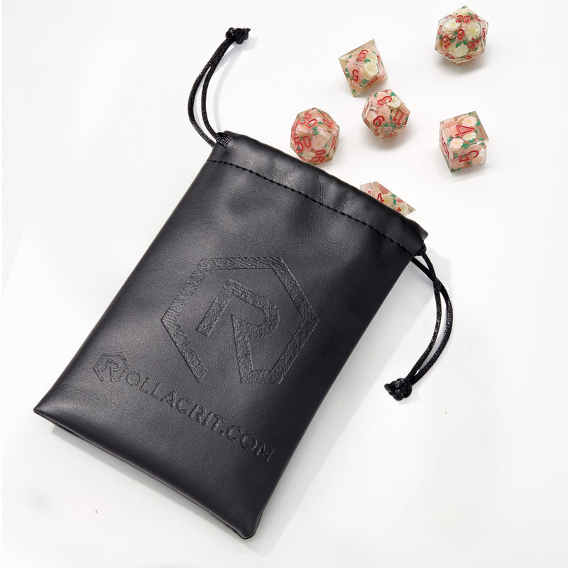 Pink and White Flower Sharp Edge Resin 7pc Dice Set | Rollacrit