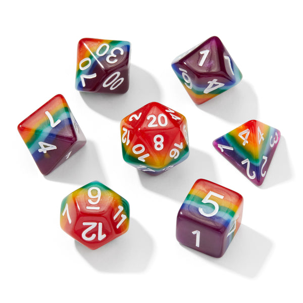 Rainbow Resin 7pc Dice Set | Rollacrit