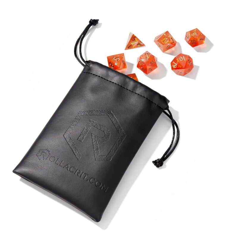 Orange Inferno Crackle Sharp Edge Resin 7pc Dice Set | Rollacrit
