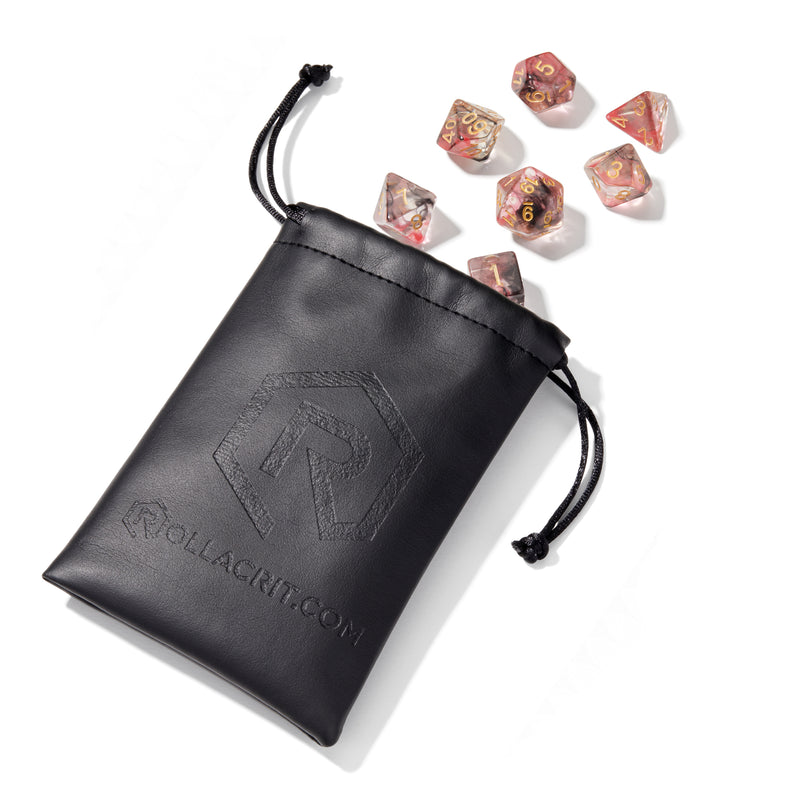 Red/Black Smoke Swirl Clear Resin 7pc Dice Set | Rollacrit